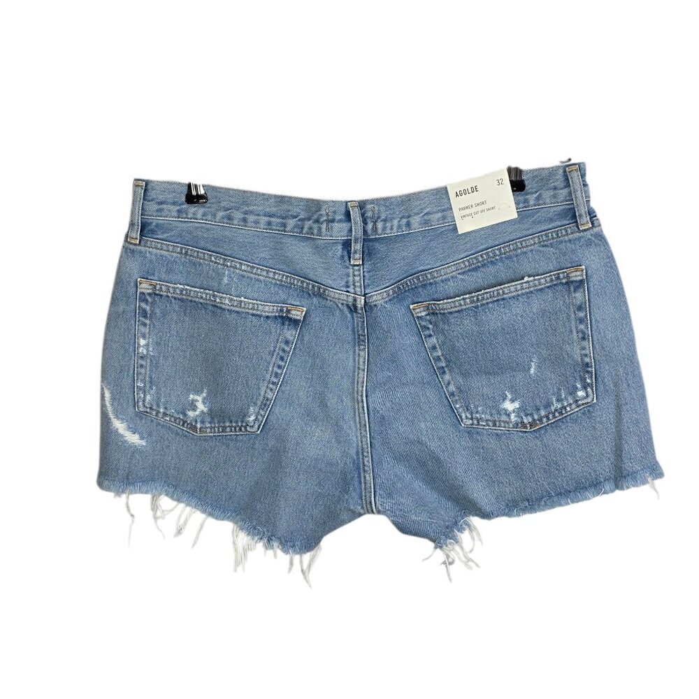 AGOLDE Parker Shorts, Vintage Cut Off, Fray Hem, High Rise, Button Fly, Denim,32 - Picture 6 of 11